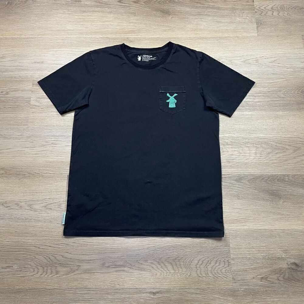 Dutch Bros Coffee Shirt Mens Large Black Pocket Logo Short Sleeve